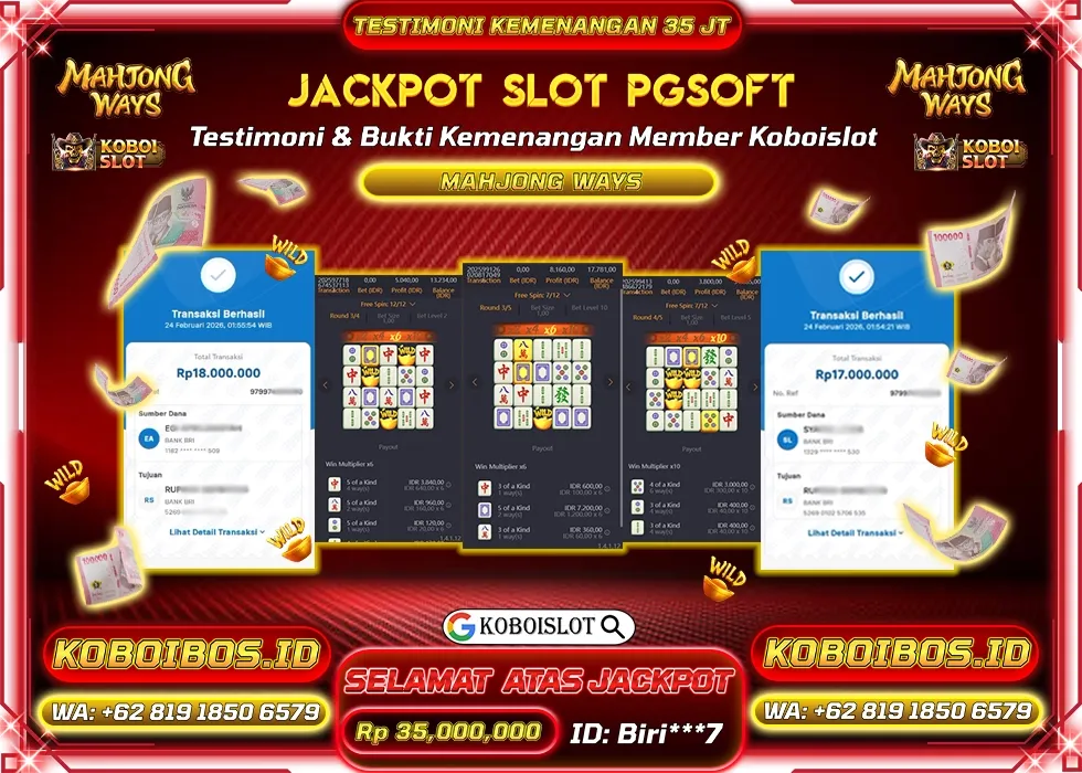 BUKTI KEMENANGAN SLOT GACOR MAHJONG WAYS 1 Rp35.000.000,- LUNAS
