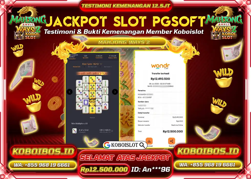 BUKTI KEMENANGAN SLOT GACOR MAHJONG WAYS 2 Rp12.500.000,- LUNAS