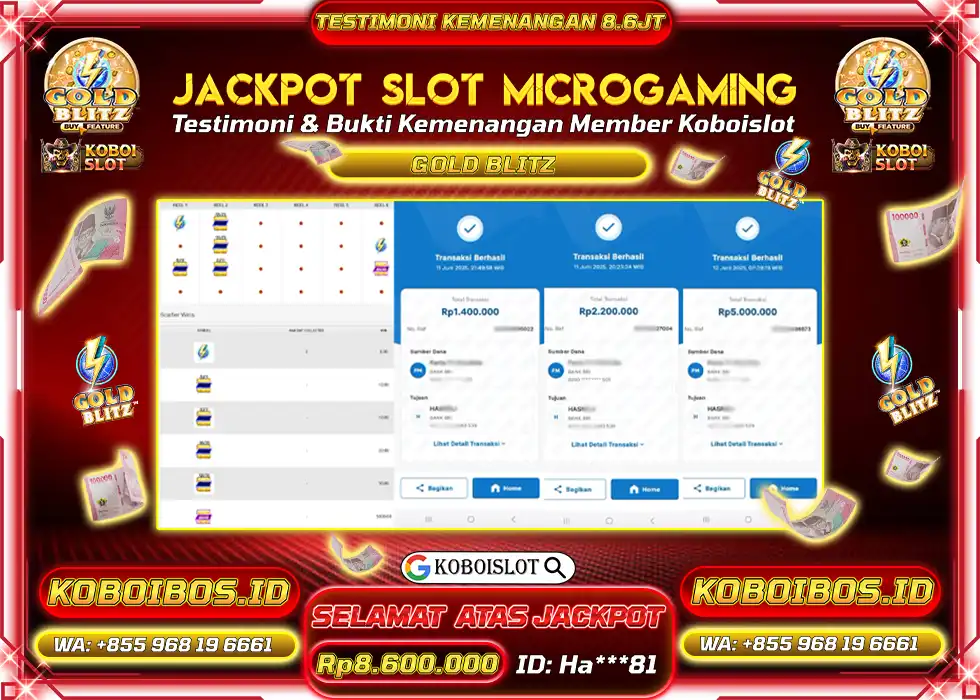 BUKTI KEMENANGAN SLOT GACOR GOLD BLITZ Rp8.600.000,- LUNAS