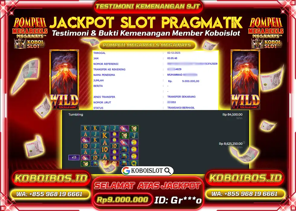 BUKTI KEMENANGAN Gr*** SLOT GACOR POMPEII MEGAREELS MEGAWAYS Rp9.000.000,- LUNAS
