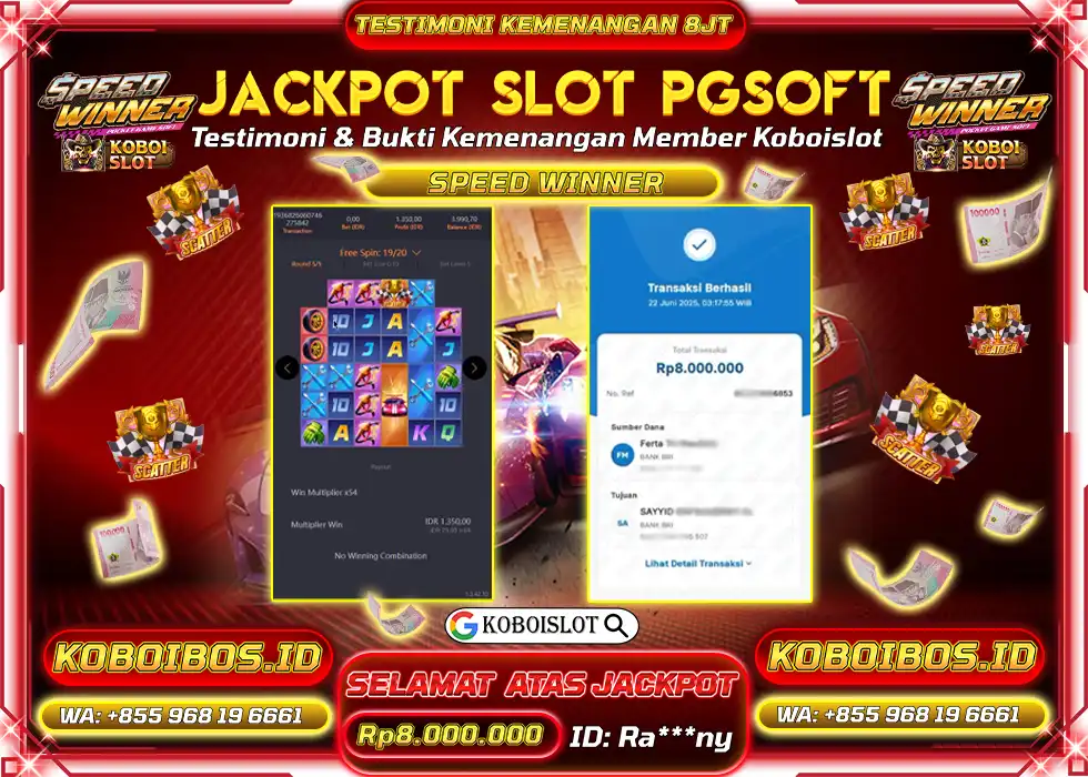 BUKTI KEMENANGAN SLOT GACOR SPEED WINNER Rp8.000.000,- LUNAS