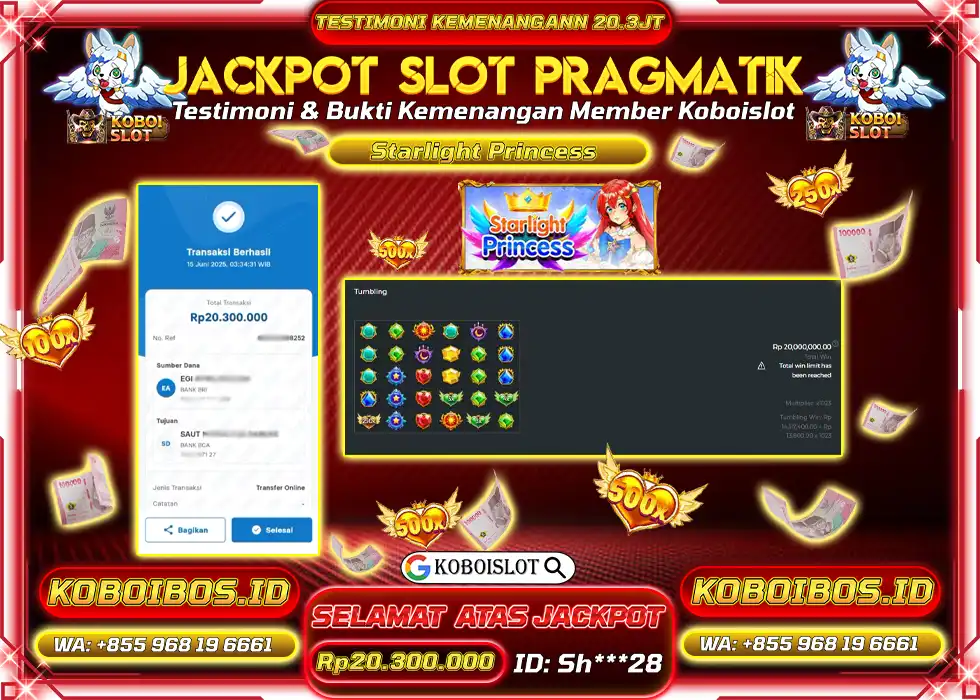 BUKTI KEMENANGAN SLOT GACOR STARLIGHT PRINCESS Rp20.300.000,- LUNAS