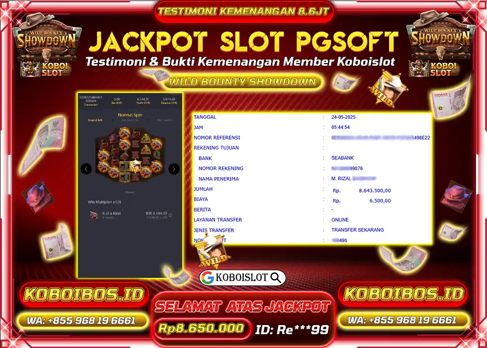 BUKTI KEMENANGAN SLOT GACOR WILD BOUNTY SHOWDOWN Rp8.650.000,- LUNAS