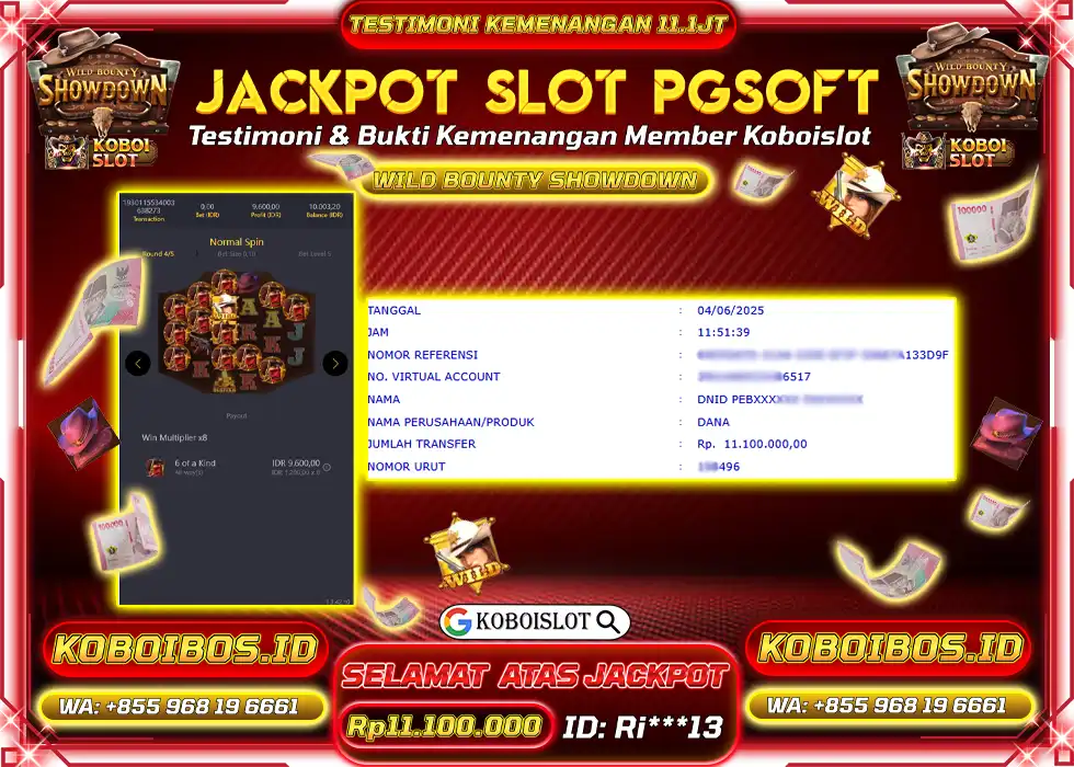 BUKTI KEMENANGAN SLOT GACOR WILD BOUNTY SHOWDOWN Rp11.100.000,- LUNAS