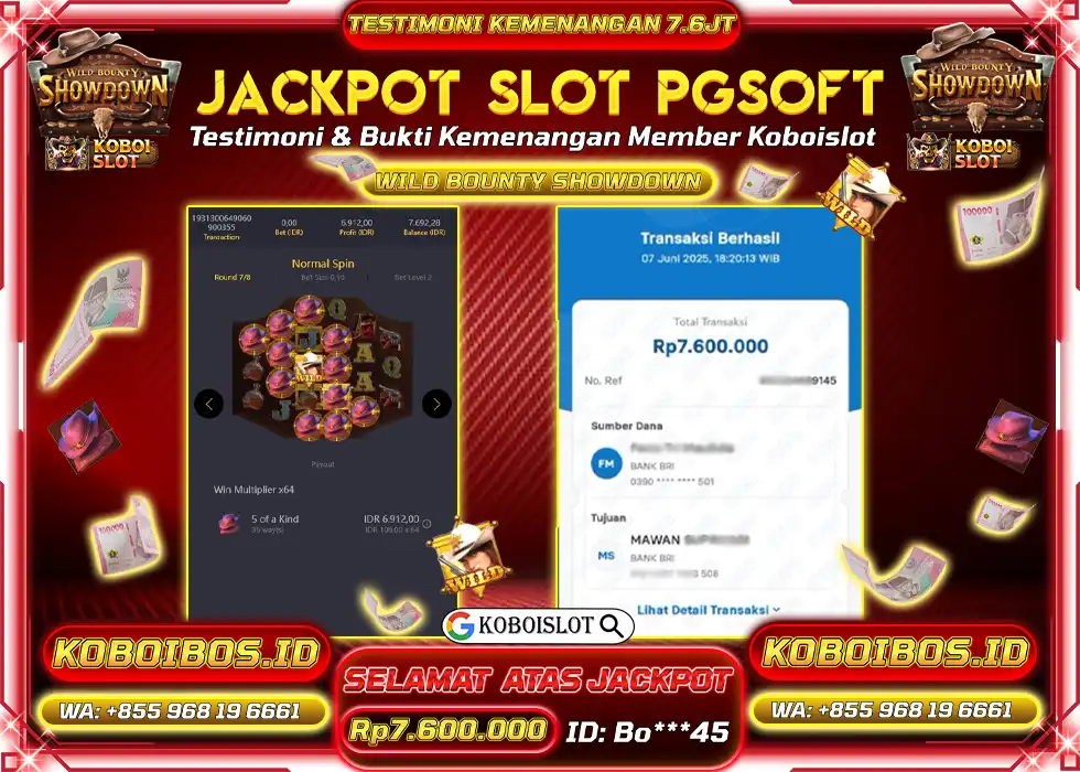 BUKTI KEMENANGAN SLOT WILD BOUNTY SHOWDOWN Rp7.600.000,- LUNAS